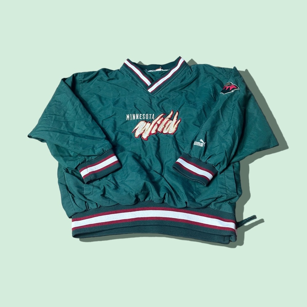 Kids NHL Puma Minnesota Wild Hockey Pull Over V Neck Jacket No Size Tag